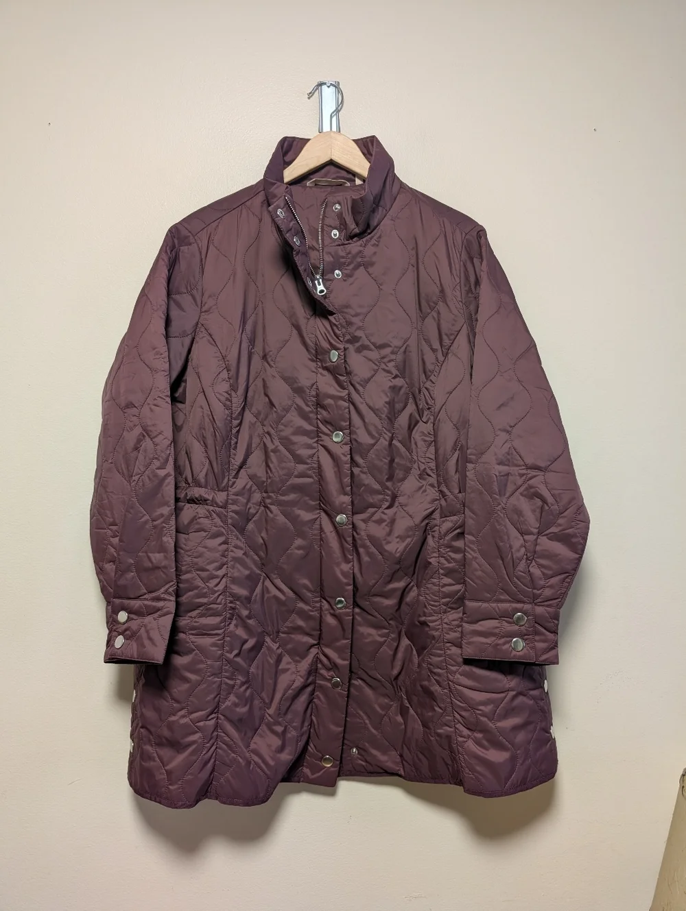 Soft Surroundings Quilted Jacket Plum Snap Zip Women 1X